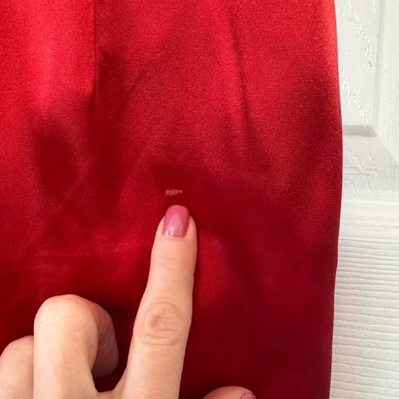 BCBGMaxAzria Red Black White Abstract Dress Size 4 Back Zipper Spaghetti Straps - Picture 13 of 15